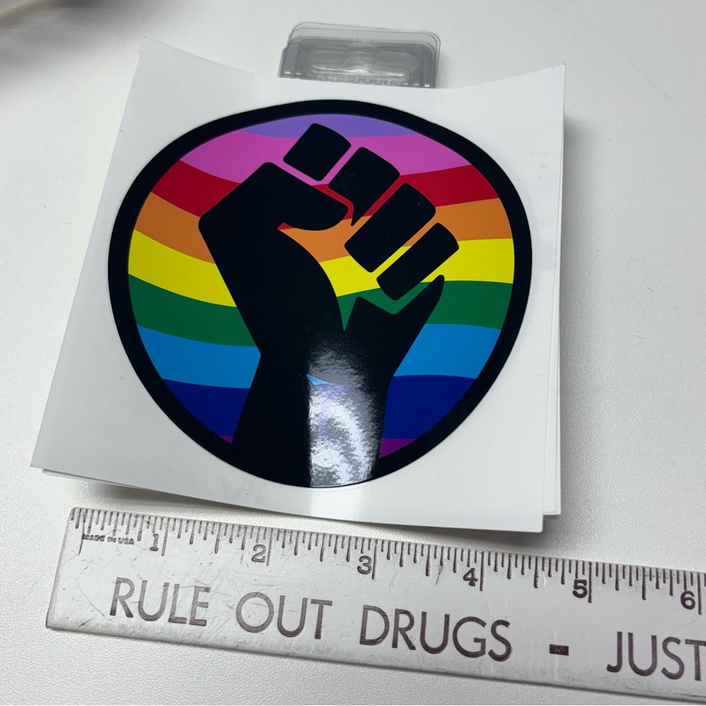Rainbow Fist Protest Sticker
